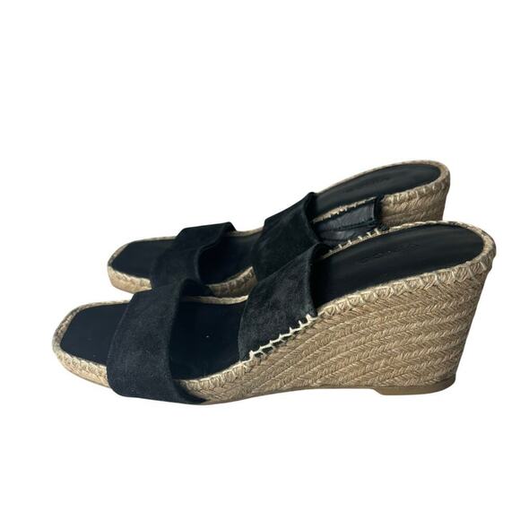 Vince Garlin Suede Espadrille Wedge Sandals Black Size 9 - Picture 3 of 6